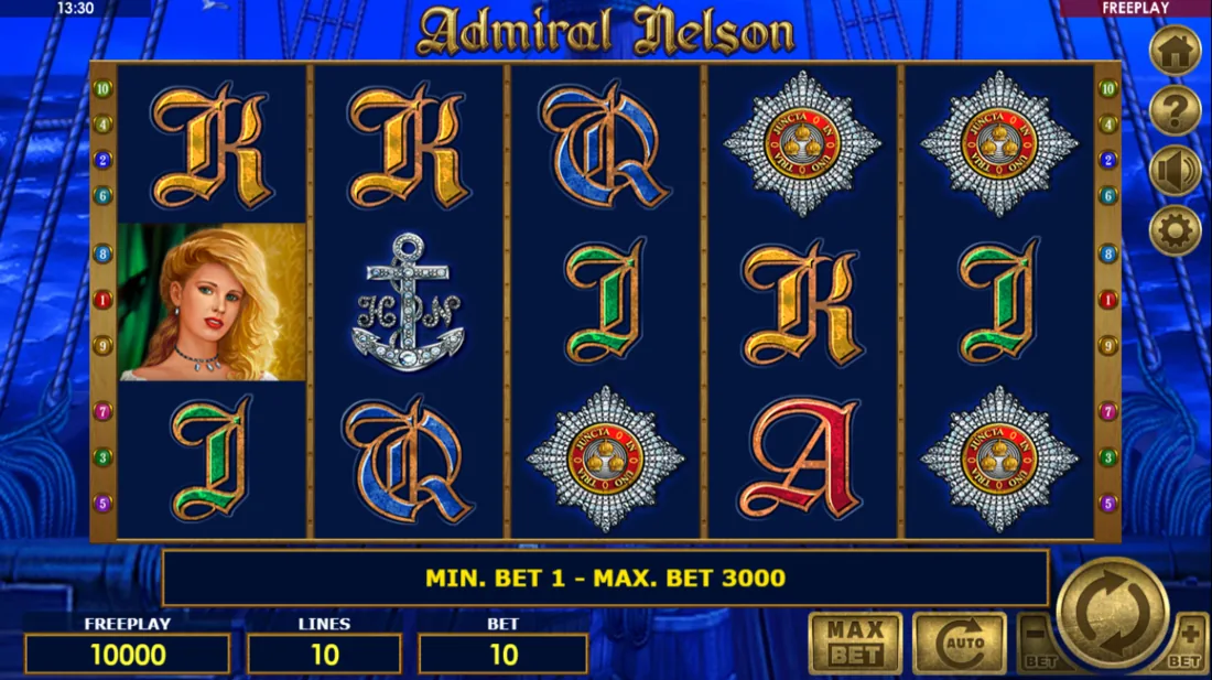Admiral Nelson — скриншот слота Amatic: морское поле 5×3