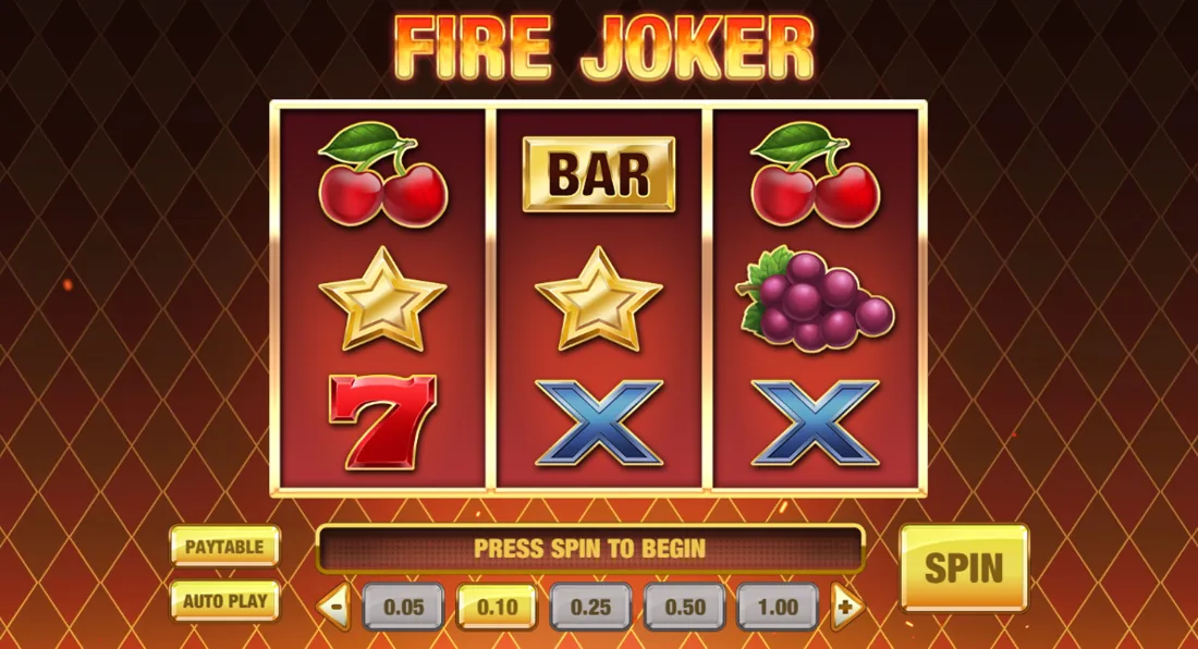 Fire Joker — скриншот слота: 3 барабана с фруктами и джокером