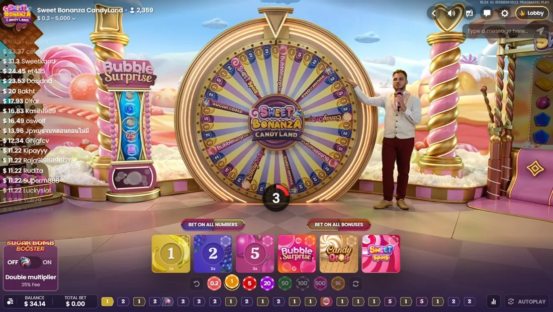 Sweet Bonanza CandyLand — скриншот live-игры